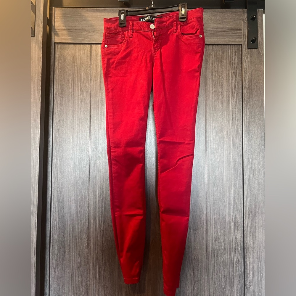Express Low Rise Red Jeans Leggings 2R